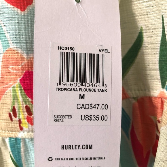 Hurley Tropical Flounce Tank. NWT - Picture 3 of 8